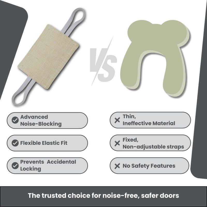 Gadgetime USA Door Slam Stopper - Noise Reducing Latch Cover Door Noise Blocker with Elastic Straps - Durable Door Silencer with Thick Fabric for Safety & Quiet Rooms - Fits All Doors 4"x3" Pack of 1 - Image 5