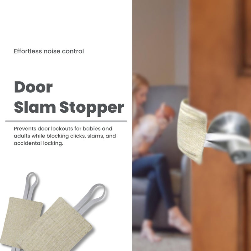 Gadgetime USA Door Slam Stopper - Noise Reducing Latch Cover Door Noise Blocker with Elastic Straps - Durable Door Silencer with Thick Fabric for Safety & Quiet Rooms - Fits All Doors 4"x3" Pack of 1 - Image 2