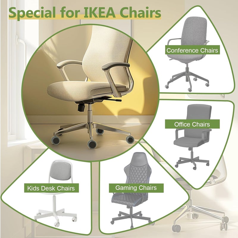PChero Office Chair Wheels Replacement for IKEA Chairs, 10mm Stem (Set of 5), 2" Heavy Duty Swivel Polyurethane Casters for IKEA Chair Furniture Accessories, Protection for Hardwood Floors Carpet - Image 4
