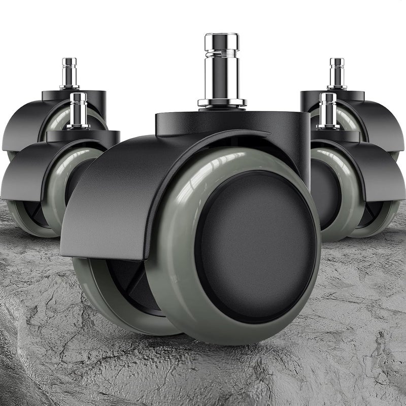 PChero Office Chair Wheels Replacement for IKEA Chairs, 10mm Stem (Set of 5), 2" Heavy Duty Swivel Polyurethane Casters for IKEA Chair Furniture Accessories, Protection for Hardwood Floors Carpet - Image 1