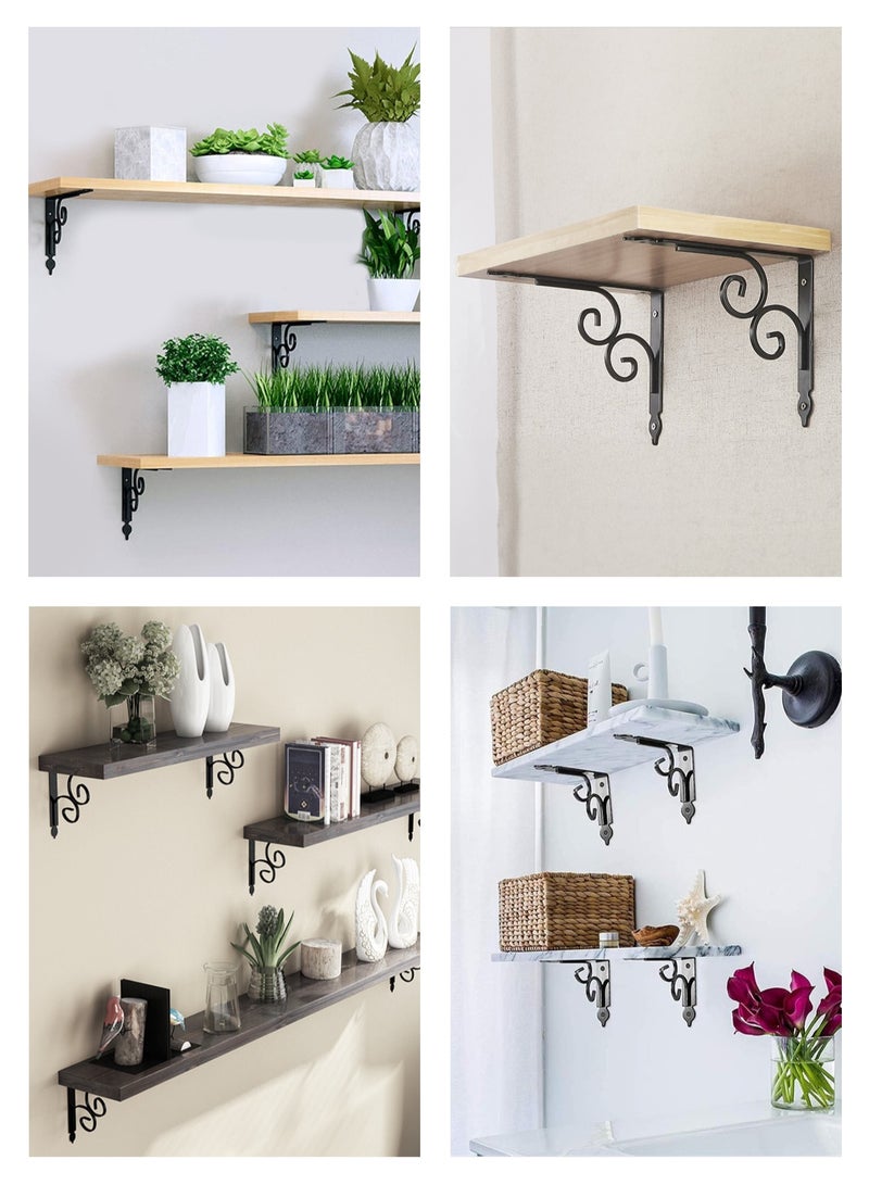 LAWAZIM 4-Piece Shelf Bracket Black - Small with 44-Piece Drywall screws & Plastic Anchor Kit -  L Shelf Support Angle Brackets with Sturdy Metal Construction for Strong & Stable Shelving - Ideal for Home, Kitchen, Garage, Office, and Closet Storage.  - Image 5