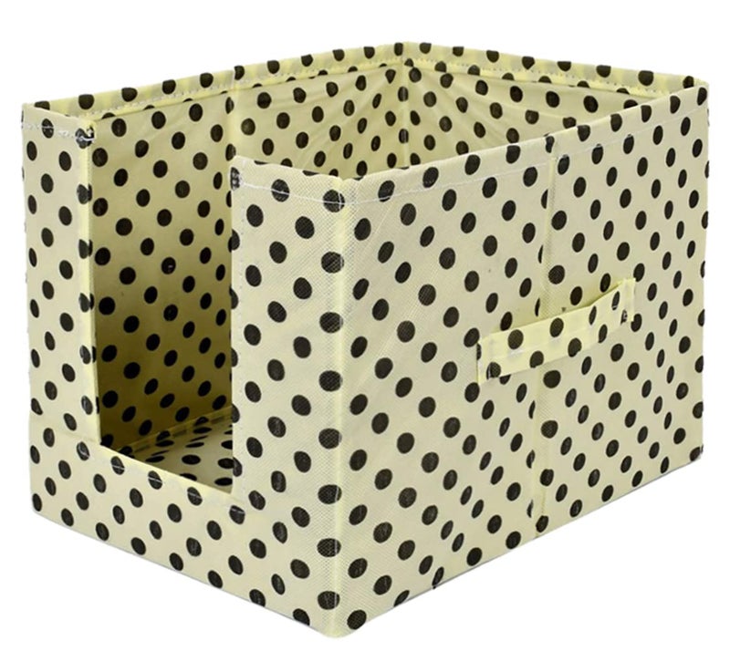 Kuber Industries Kuber Industries Dot Printed Multiuses NonWoven Closet Organizer With Handles Pack of 6 Cream Black HS43KUBMART26565  - Image 3