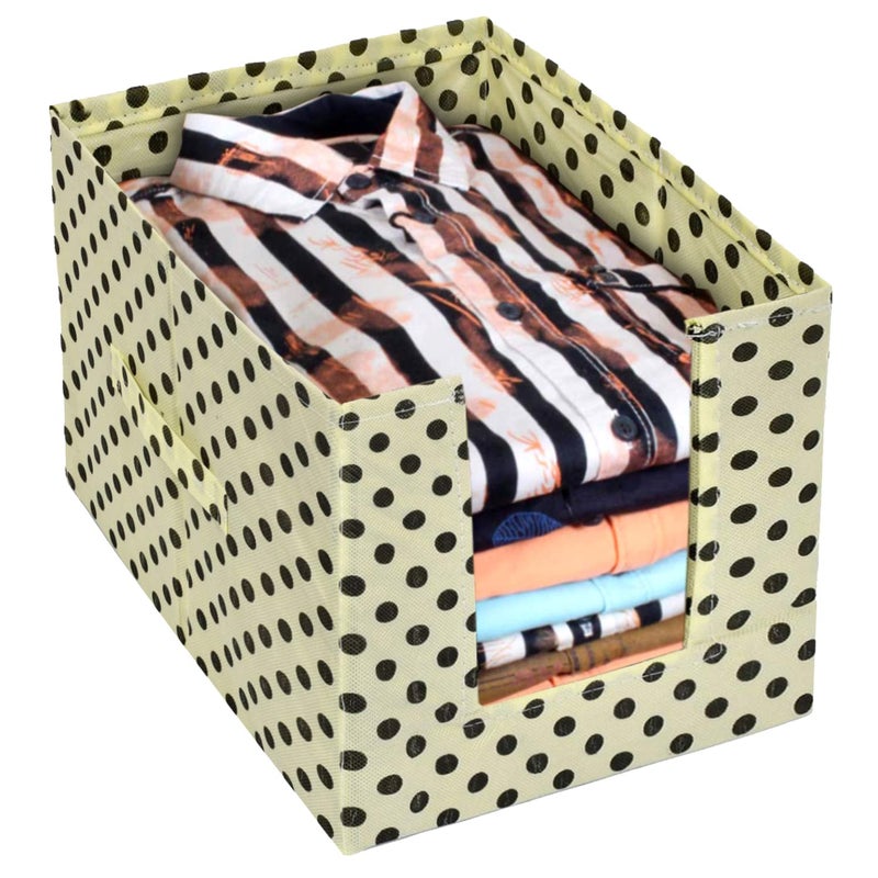 Kuber Industries Kuber Industries Dot Printed Multiuses NonWoven Closet Organizer With Handles Pack of 6 Cream Black HS43KUBMART26565  - Image 2