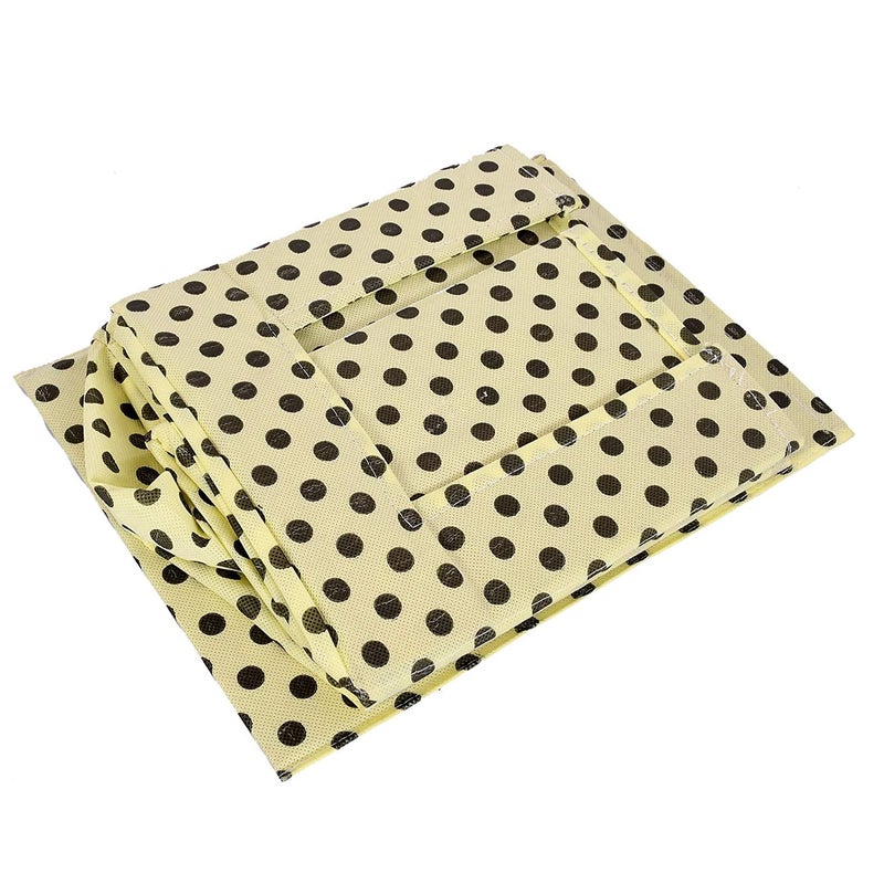 Kuber Industries Kuber Industries Dot Printed Multiuses NonWoven Closet Organizer With Handles Pack of 6 Cream Black HS43KUBMART26565  - Image 5