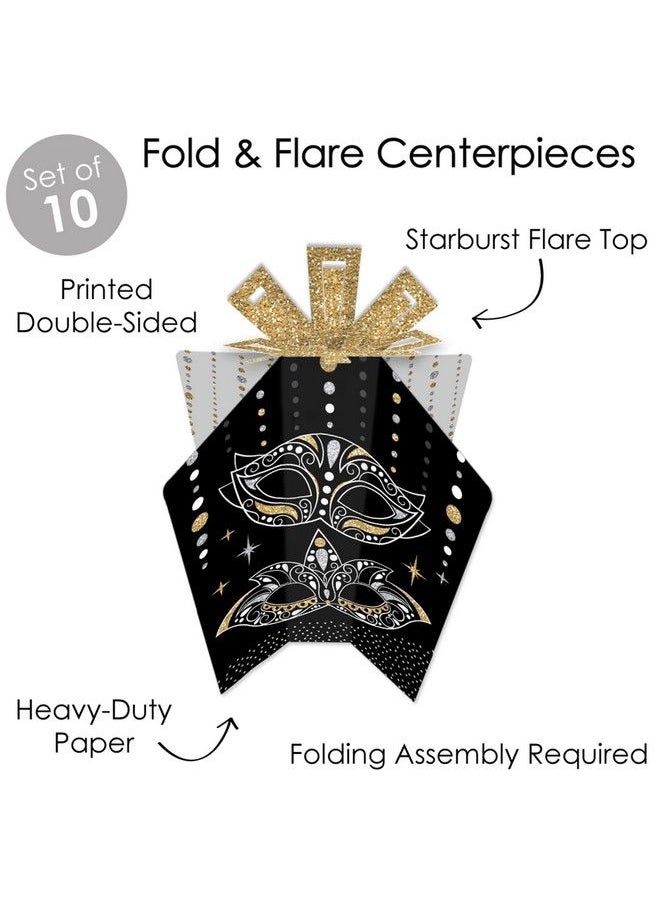 Big Dot of Happiness - Masquerade Table Decorations Venetian Mask Party Fold And Flare Centerpieces 10 Count - Image 1