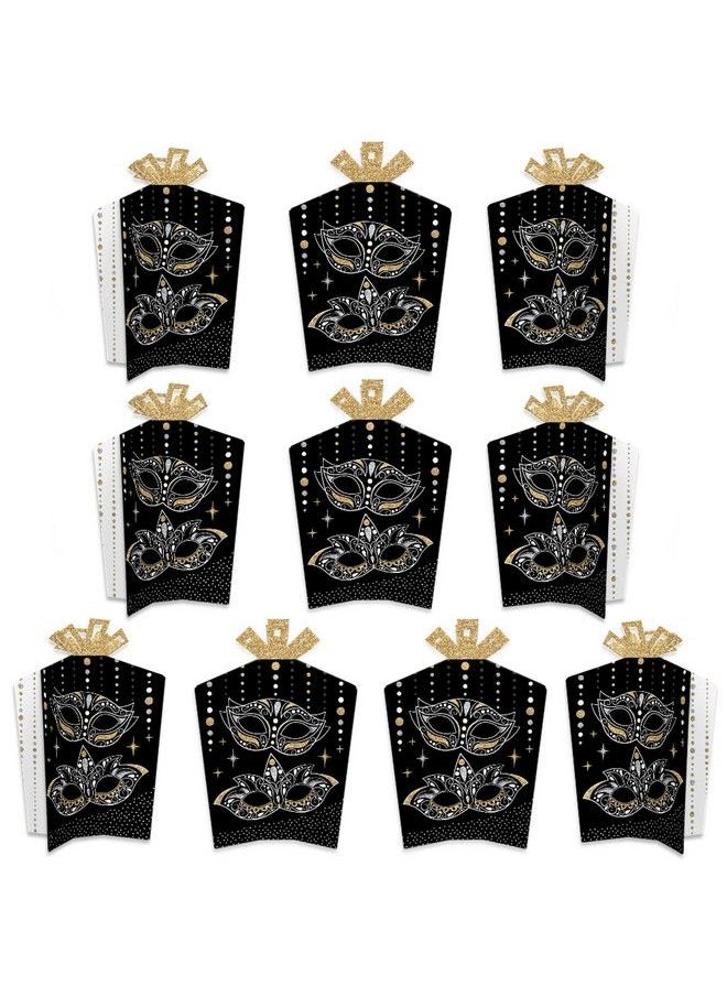 Big Dot of Happiness - Masquerade Table Decorations Venetian Mask Party Fold And Flare Centerpieces 10 Count - Image 1