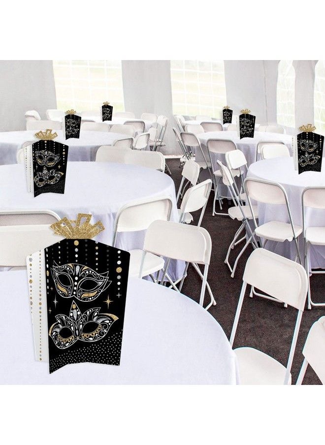 Big Dot of Happiness - Masquerade Table Decorations Venetian Mask Party Fold And Flare Centerpieces 10 Count - Image 1