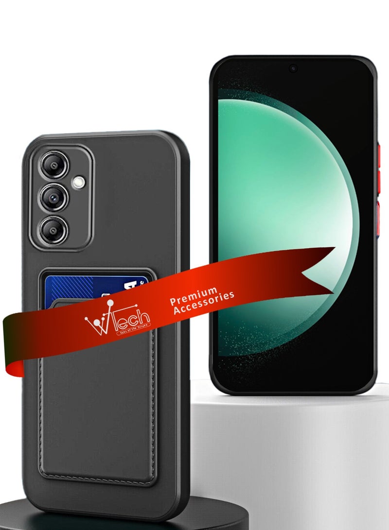 دبليو تيك غطاء حماية من السيليكون TPU مع حامل بطاقات لهاتف سامسونج جالاكسي S23 FE 5G 2023 أسود - Image 1