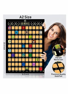 Y&D Scratch Off Poster, 100 Movies Poster - Easy to Scrape Down, Best Birthday for Movie Lovers  - Image 3