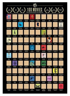 Y&D Scratch Off Poster, 100 Movies Poster - Easy to Scrape Down, Best Birthday for Movie Lovers  - Image 1