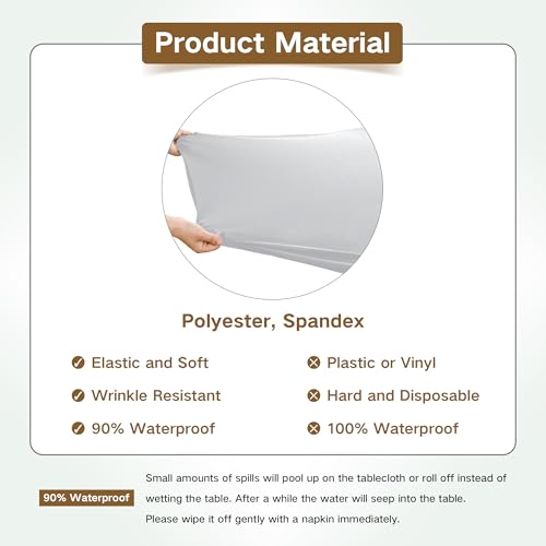 Nacuci Square Fitted Table Cover Elastic Tablecloth Stretch Spandex Table Topper Cap Cover for Dining Kitchen Home Party Silver 34X34 Inch - Image 5