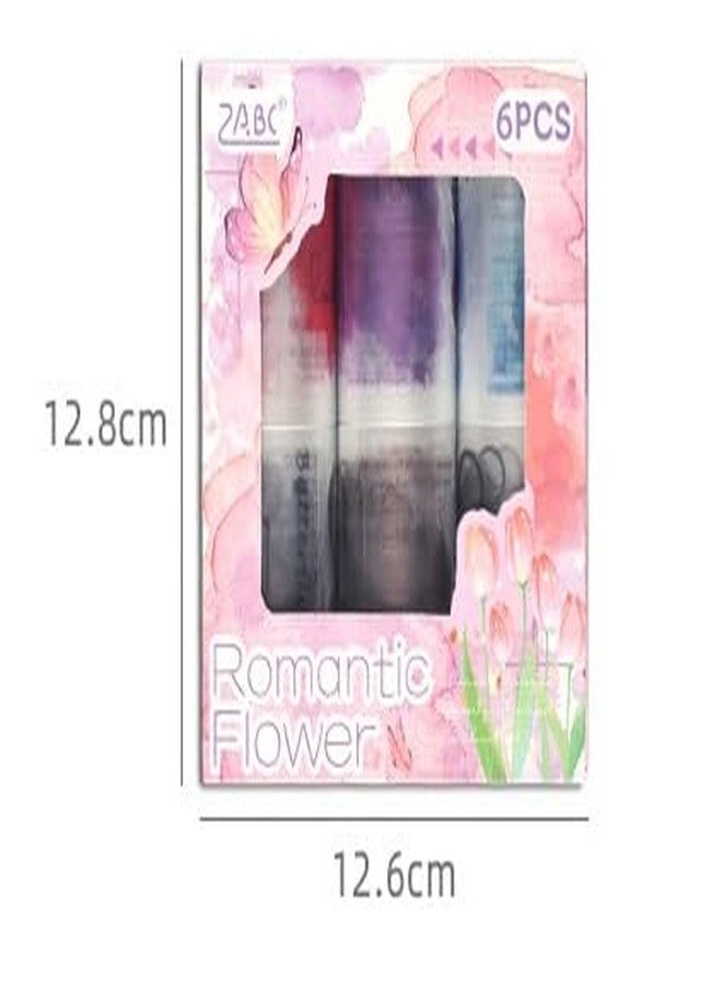 SAMVARDHAN Romantic Flower Washi Tape Set – 6 Rolls Watercolor Decorative Tape for Journaling, Scrapbooking, DIY Crafts & Planners – Transparent Floral Sticker Tapes with Vintage Aesthetic Design - Image 2