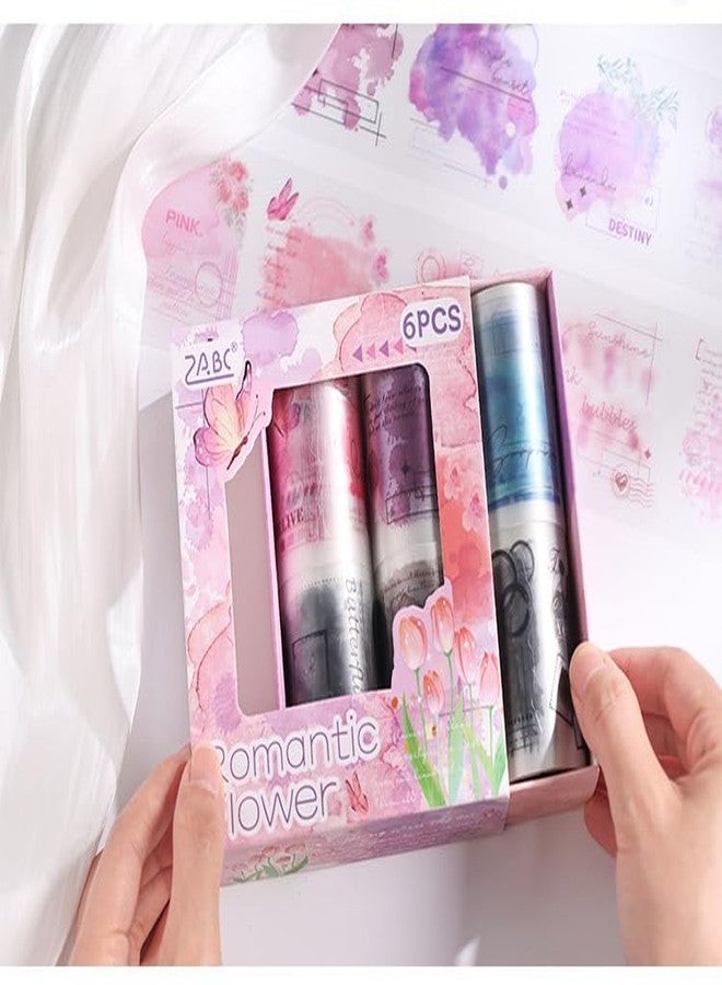 SAMVARDHAN Romantic Flower Washi Tape Set – 6 Rolls Watercolor Decorative Tape for Journaling, Scrapbooking, DIY Crafts & Planners – Transparent Floral Sticker Tapes with Vintage Aesthetic Design - Image 5