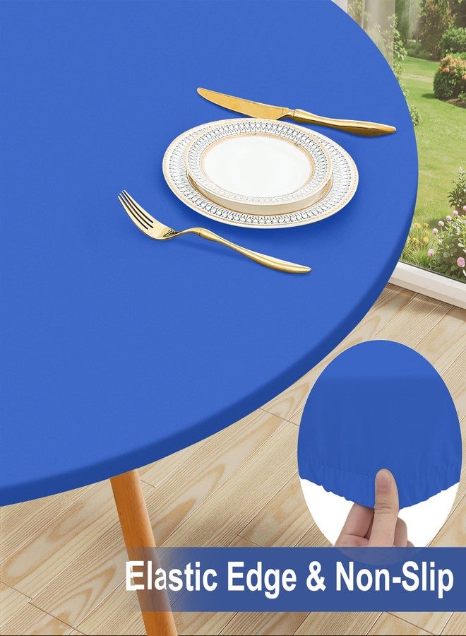 homing Round Elastic Fitted Tablecloth, Water-Resistant Fabric Tablecloths for 36"-44" Tables, Washable Polyester Table Cover for Picnic, Caming, Dinner, Indoor & Outdoor, Blue - Image 5