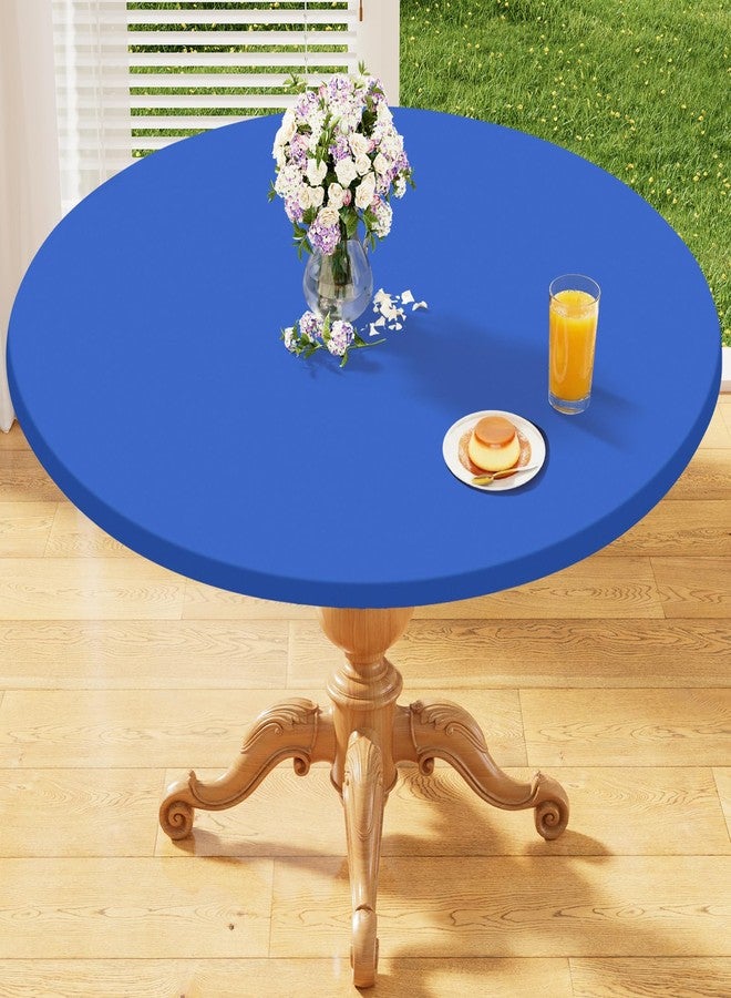 homing Round Elastic Fitted Tablecloth, Water-Resistant Fabric Tablecloths for 36"-44" Tables, Washable Polyester Table Cover for Picnic, Caming, Dinner, Indoor & Outdoor, Blue - Image 1