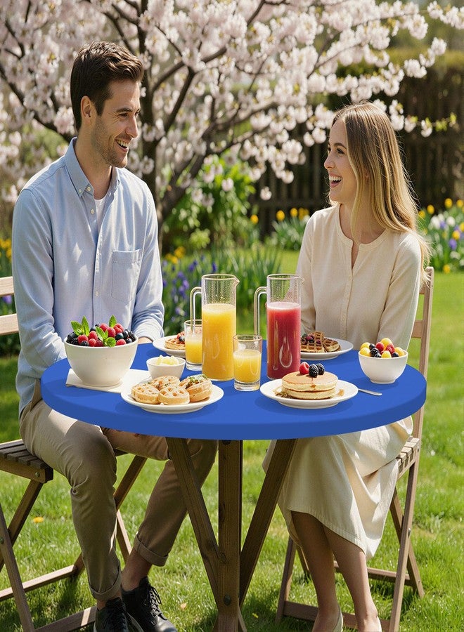 homing Round Elastic Fitted Tablecloth, Water-Resistant Fabric Tablecloths for 36"-44" Tables, Washable Polyester Table Cover for Picnic, Caming, Dinner, Indoor & Outdoor, Blue - Image 2