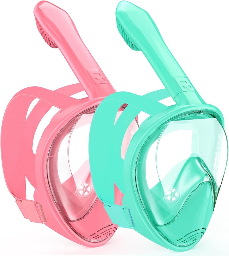 Kids Snorkel Mask Full Face, Snorkeling Gear for Kids with Camera Mount, 180 Degree Panoramic View Snorkeling Set Anti-Fog Anti-Leak - Image 1
