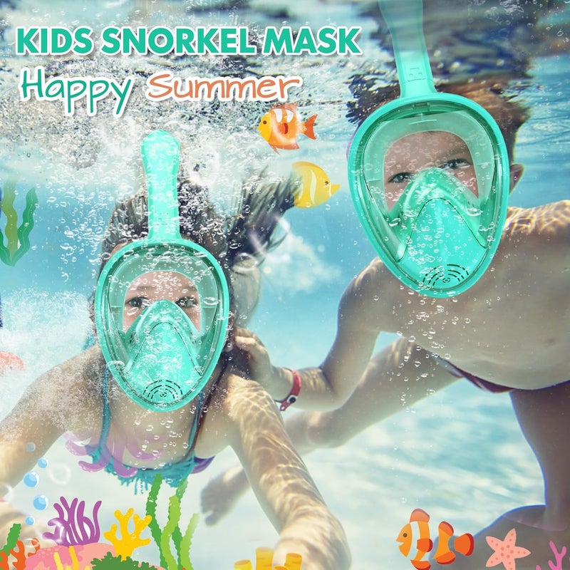 Kids Snorkel Mask Full Face, Snorkeling Gear for Kids with Camera Mount, 180 Degree Panoramic View Snorkeling Set Anti-Fog Anti-Leak - Image 3