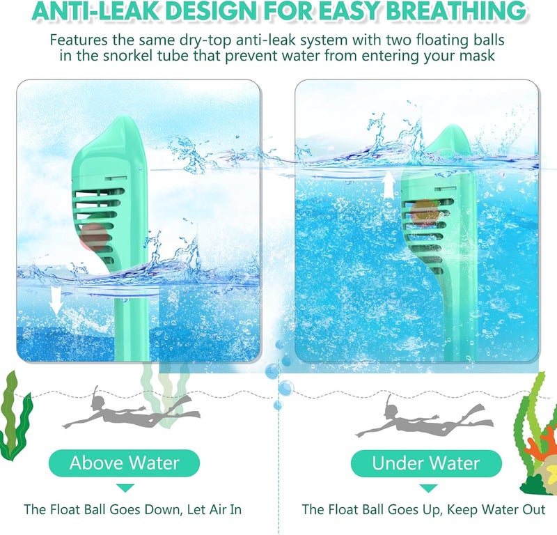 Kids Snorkel Mask Full Face, Snorkeling Gear for Kids with Camera Mount, 180 Degree Panoramic View Snorkeling Set Anti-Fog Anti-Leak - Image 4