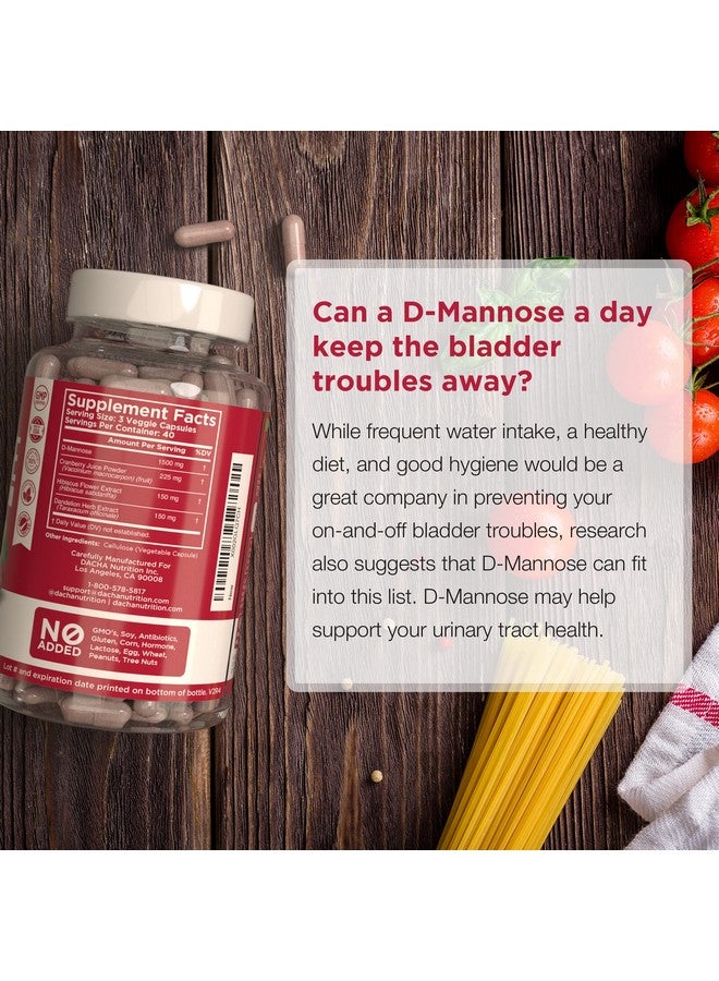 داتشا كبسولات د-مانوز الطبيعية، تركيبة 4 في 1 - 120 كبسولة، 1500 ملغ من خلاصة التوت البري والهندباء وزهرة الكركديه، حبوب لدعم صحة المثانة والمسالك البولية - Image 2