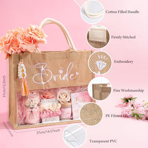 Giftissimo Bridal Shower Gifts, Bride To Be Gifts Box, Bachelorette Engagement Wedding Party Gift, Future Mrs Newly Engaged Ideas for Bride to Be, Bachelor Party Fiance Gift for Women, Bridal Tote Bag Glass Cup - Image 3
