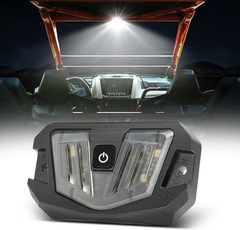 LTEODCHEW ضوء قبة V-Pro UTV مع مفتاح تركيب قفص قضيب الدوران، مصباح LED فيضي عالمي سلكي 12 فولت للإضاءة الداخلية للسيارة لـ UTV ATV SUV Truck Golf Cart Boat، غطاء ألومنيوم مقاوم للماء IP67 - أبيض - Image 1
