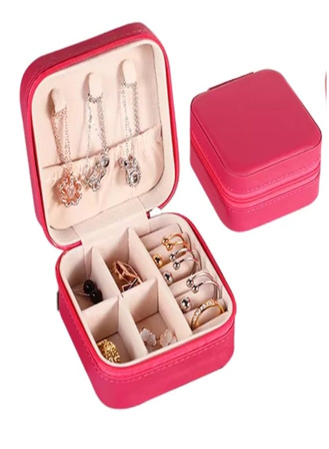 DigiRake Travel Case Jewellery Organizer | Ring Box | Necklace Organizer Box | Locker Box For Jewellery | Gift For Girls & Women | Jewellery Box For Chains, Earrings, Rings & Jhumkas (Magenta) - Image 3