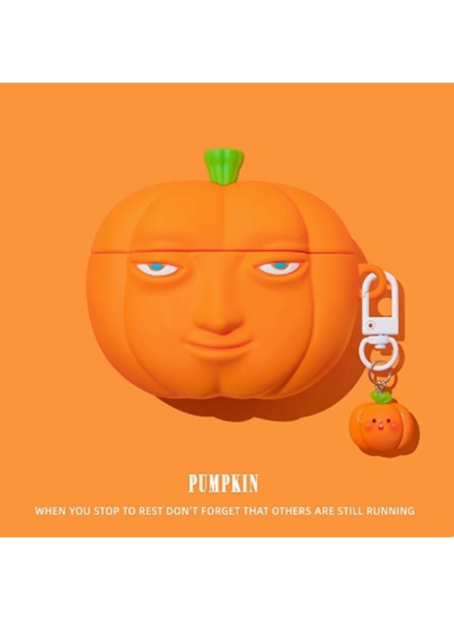 Suitable For Airpodspro2 Protective Cover 4 Generation 3 Soft Silicone Funny Pumpkin Earphones For Apple Wireless Bluetooth Soft-Color:Pumpkin Belt Pendant-Applicable Models:Airpods 3rd Generation  - Image 1