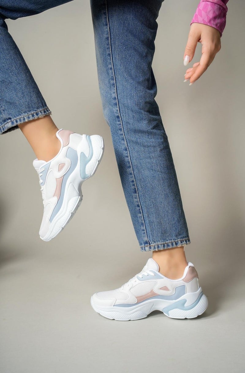 Riccon Women's Sneaker 0012152WHITE Powder Blue - Image 5
