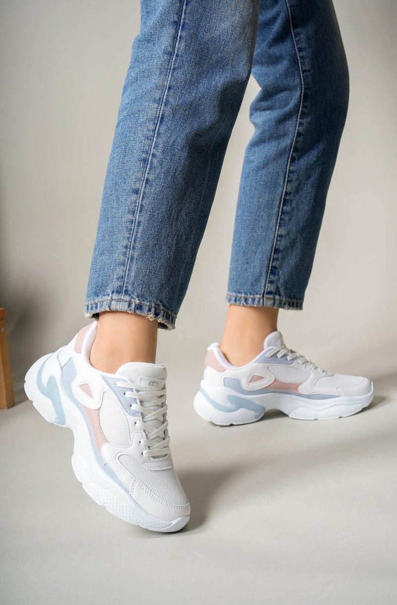 Riccon Women's Sneaker 0012152WHITE Powder Blue - Image 1