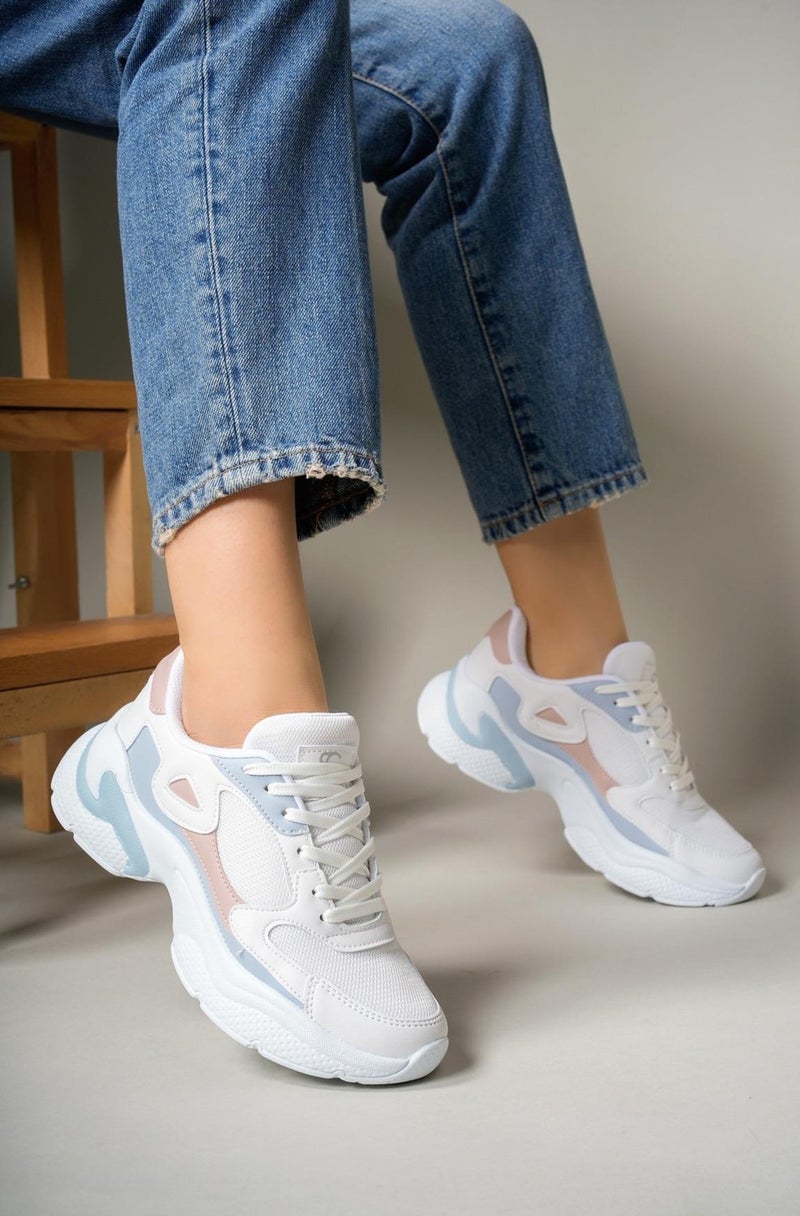 Riccon Women's Sneaker 0012152WHITE Powder Blue - Image 3