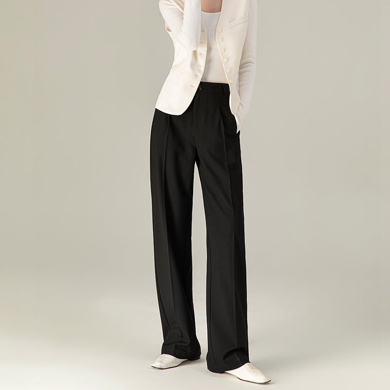 Grey Tencel Wool Slim Fit Trousers Women black - Image 3