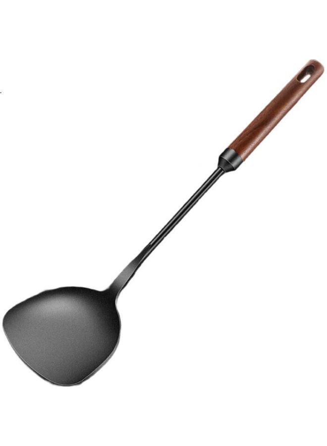 Telssida Wooden Handle Iron Wok Spatula, Cooking Spatula, Spoon Set, Long-Handled Soup Ladle, Stir-Fry Ladle, Two-Piece Kitchen Utensil Set, Rust-Resistant - Image 2