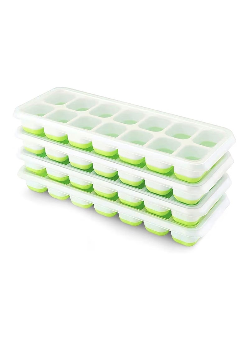 Airabc Ice Cube Tray, Pack of 4 Silicone Ice Cube Trays with Lid, Space-Saving and Stackable, LFGB Certified and BPA-Free Square Ice Cube Trays Easy to Remove - Small size - Image 1