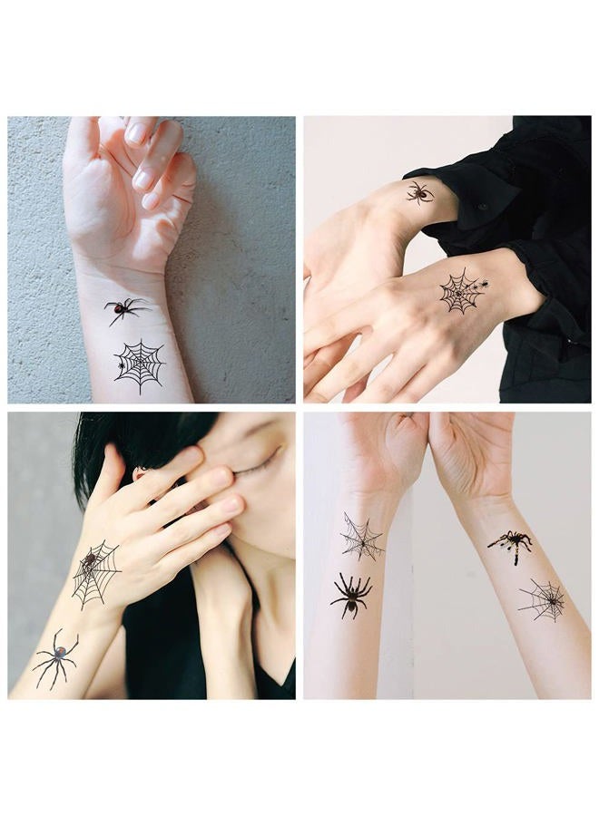 Leoars Fake Spider Tattoos, Temporary Face Tattoo for Women Men Kids Halloween Costume, 10-Sheet - Image 2