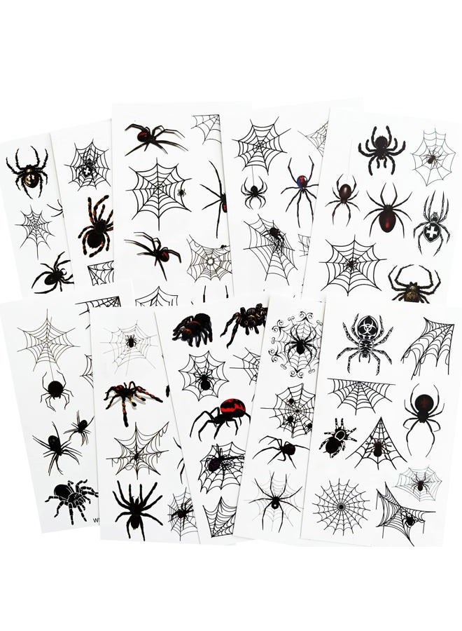 Leoars Fake Spider Tattoos, Temporary Face Tattoo for Women Men Kids Halloween Costume, 10-Sheet - Image 1