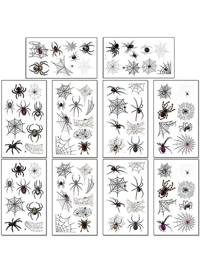 Leoars Fake Spider Tattoos, Temporary Face Tattoo for Women Men Kids Halloween Costume, 10-Sheet - Image 3