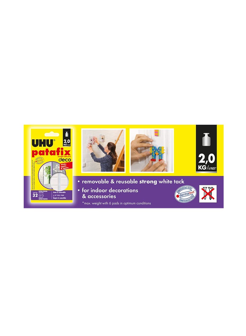 UHU Patafix Home Deco, Strong, Removable And Reusable Adhesive Pads, Repositionable And Precut Tack, 32 Pads, No Nails No Damage  - Image 2