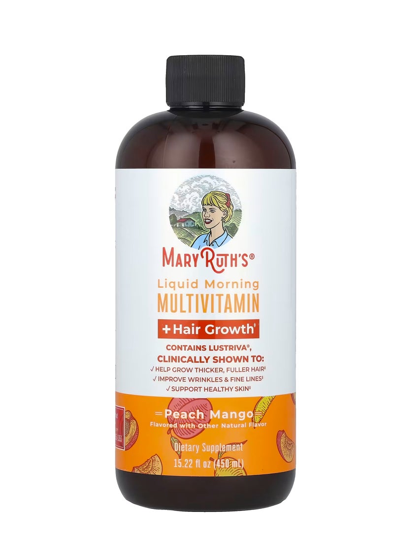 MaryRuth's الفيتامينات السائلة المتعددة من MaryRuth + فيتامينات Lustriva® لنمو الشعر | بيوتين 10000 ميكروجرام | فيتامين د | تم اختباره سريريًا للشعر الكثيف والتجاعيد والخطوط الدقيقة والعناية بالبشرة | الأعمار 18+ | 15.22 أونصة سائلة