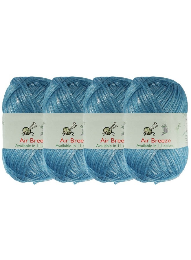 بامبو إم إن خيوط Jubileeyarn Air Breeze غزل أكريليك ناعم الوزن 50 جم/خصلة خصلة باللون الأزرق 4 خصلات - Image 1