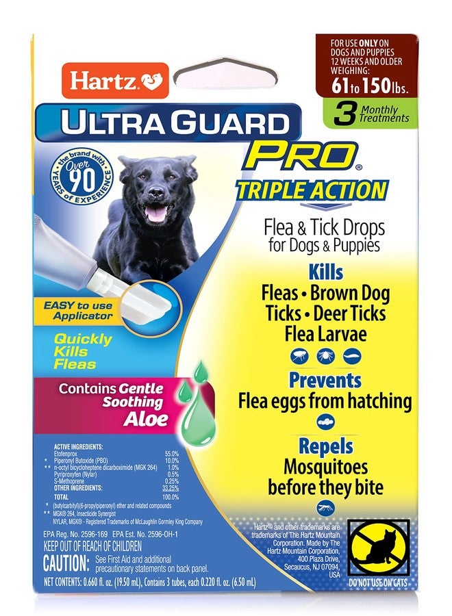 Hartz UltraGuard Pro Flea & Tick Topical Dogs & Puppies Treatment & Prevention, 3 Months, 61 - 150 lbs - Image 1