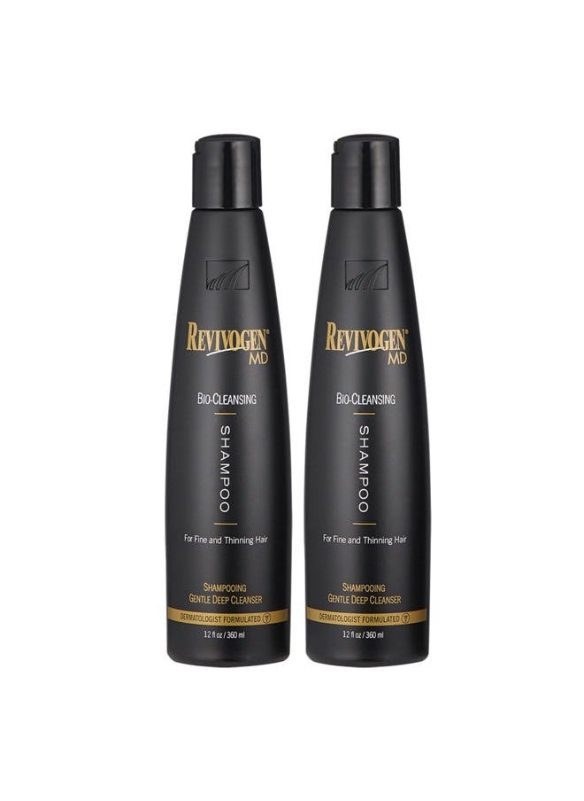 Revivogen MD MD Bio-Cleansing Shampoo for Thinning Hair, DHT Blocker Shampoo, Hair Loss Shampoo, Shampoo Thinning Hair, Soothes Scalp, Routine Shampoo for Women/Men Hair Loss, Hair Shampoo, 12oz, 2pk  - Image 1