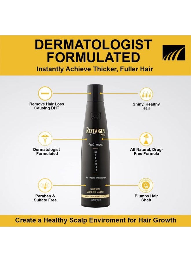 Revivogen MD MD Bio-Cleansing Shampoo for Thinning Hair, DHT Blocker Shampoo, Hair Loss Shampoo, Shampoo Thinning Hair, Soothes Scalp, Routine Shampoo for Women/Men Hair Loss, Hair Shampoo, 12oz, 2pk  - Image 3