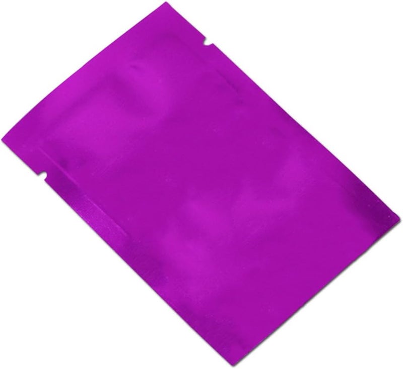 WACCOMT Pack 100pcs 8 x 12cm (3.1 x 4.7inch) Purple Foil Aluminium Packing Material Food Storage Bags Heat Seal Foil Mylar Vacuum Sealer Candy Sweets Packaging Pouch Open Top Mylar Bags - Image 5