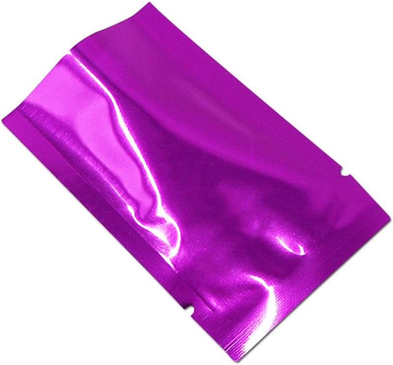 WACCOMT Pack 100pcs 8 x 12cm (3.1 x 4.7inch) Purple Foil Aluminium Packing Material Food Storage Bags Heat Seal Foil Mylar Vacuum Sealer Candy Sweets Packaging Pouch Open Top Mylar Bags - Image 2