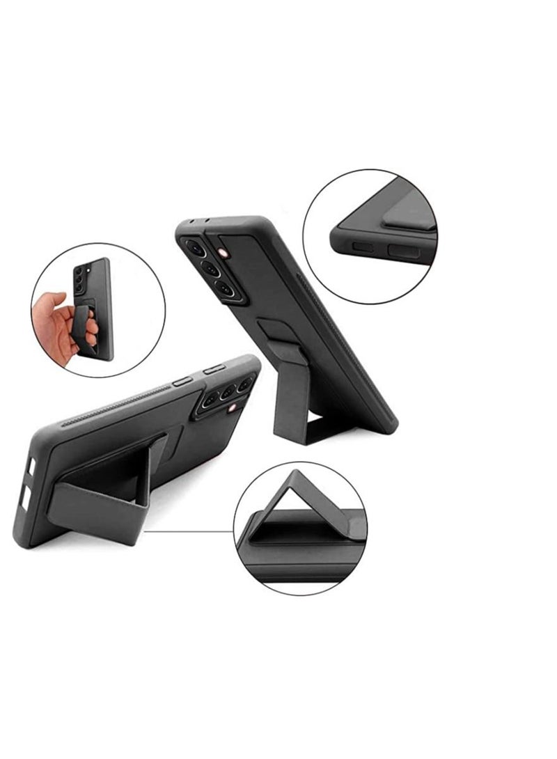 S-TOP Samsung Galaxy S22 Mobile Case with Magnetic Stand and Holder Hand Strap Grip Premium Silicone Magnetic Car Mount Cover Foldable Kickstand Case Finger Grip Cover Black Color - Image 4