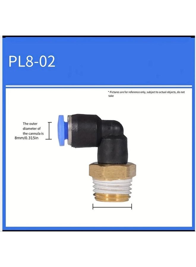 PL8 02 موديل 20 قطعة 90 درجة L الشكل الزاوية اليمنى الكوع موصل سريع لأنابيب الهواء خرطوم النحاس - Image 1