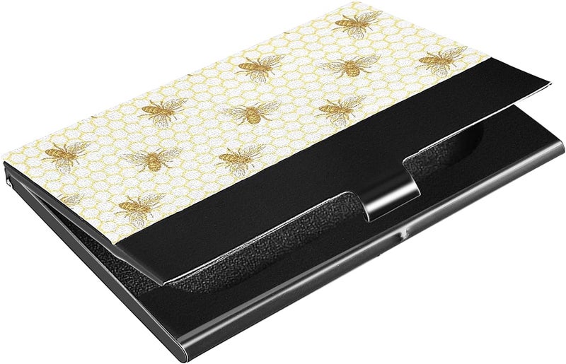 senya Honey Bee Business Card Holder for Men WomenBusiness Card Case Slim Design Pocket Card Holders Name Card Holder Box Credit Card Carrier Stainless Steel - Image 1