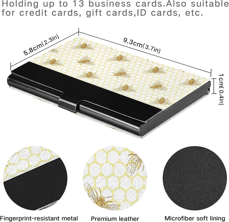 senya Honey Bee Business Card Holder for Men WomenBusiness Card Case Slim Design Pocket Card Holders Name Card Holder Box Credit Card Carrier Stainless Steel - Image 3