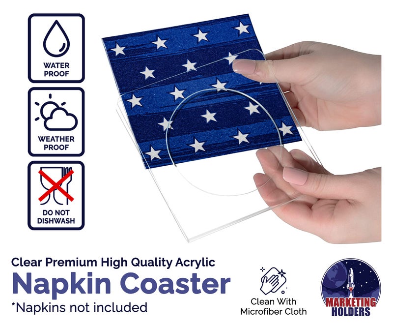 Marketing Holders 6 Pack Clear Acrylic Coasters Bar Decor Table Protection That Holds Cocktail Napkins by Marketing Holders - Image 5